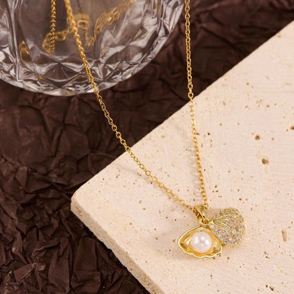 Titanium Steel Copper Leaf Heart Shape Pendant Necklace