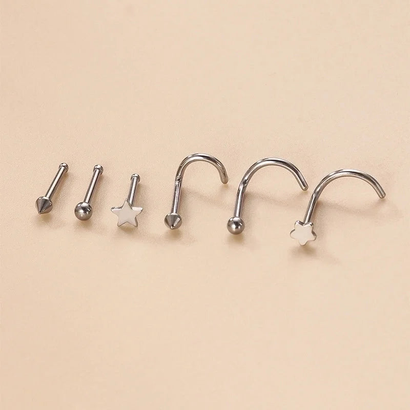 1 Piece Nose Rings & Studs Fashion Geometric Star 316L Stainless Steel Plating