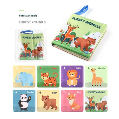 Hot Sale Enlightenment Early Education Baby Cloth Book English Animal Transport Cognitive Book Baby Cloth Book