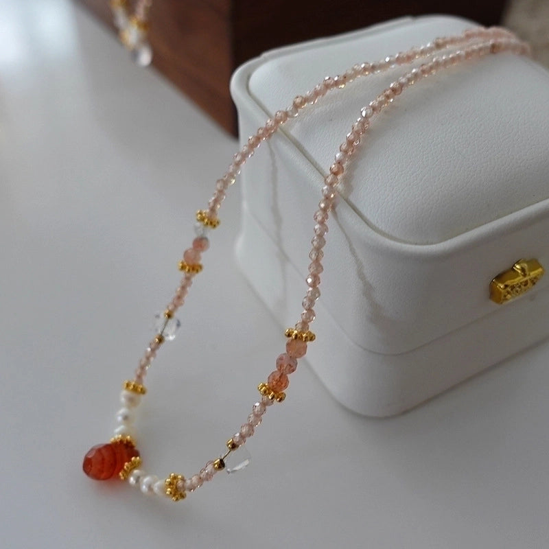 Minimalist Geometric Natural Stone Tiger Eye Pendant Necklace In Bulk