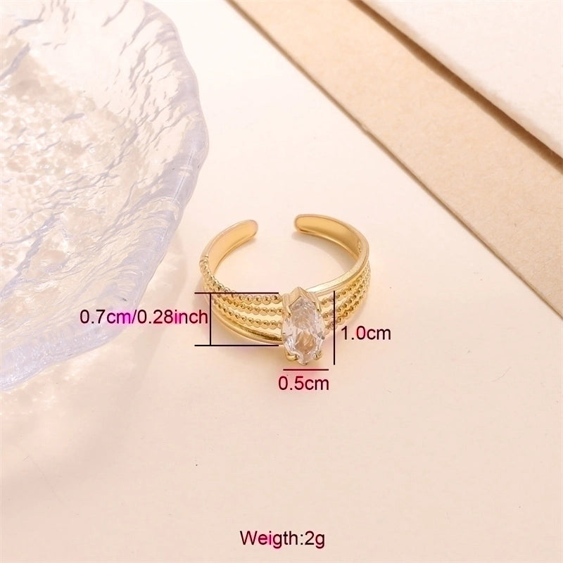 Elegant Sweet Oval Stainless Steel Plating Inlay Zircon 18k Gold Plated Open Rings