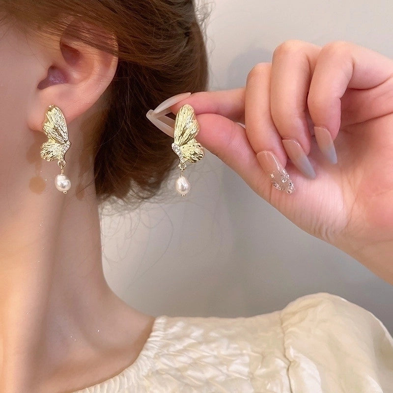 1 Pair Minimalist Geometric Plating Inlay Alloy Artificial Pearls Rhinestones Earrings