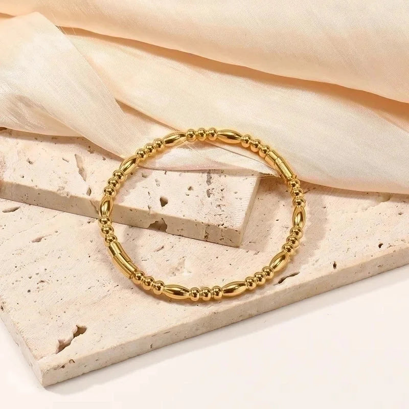 Minimalist Classic Style Geometric 304 Stainless Steel Silver Plated Bangle In Bulk