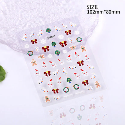 Popular Style Nail Art 5D Embossed Christmas Sticker Nail Art Sticker Christmas Gift Santa Claus Hat In Stock