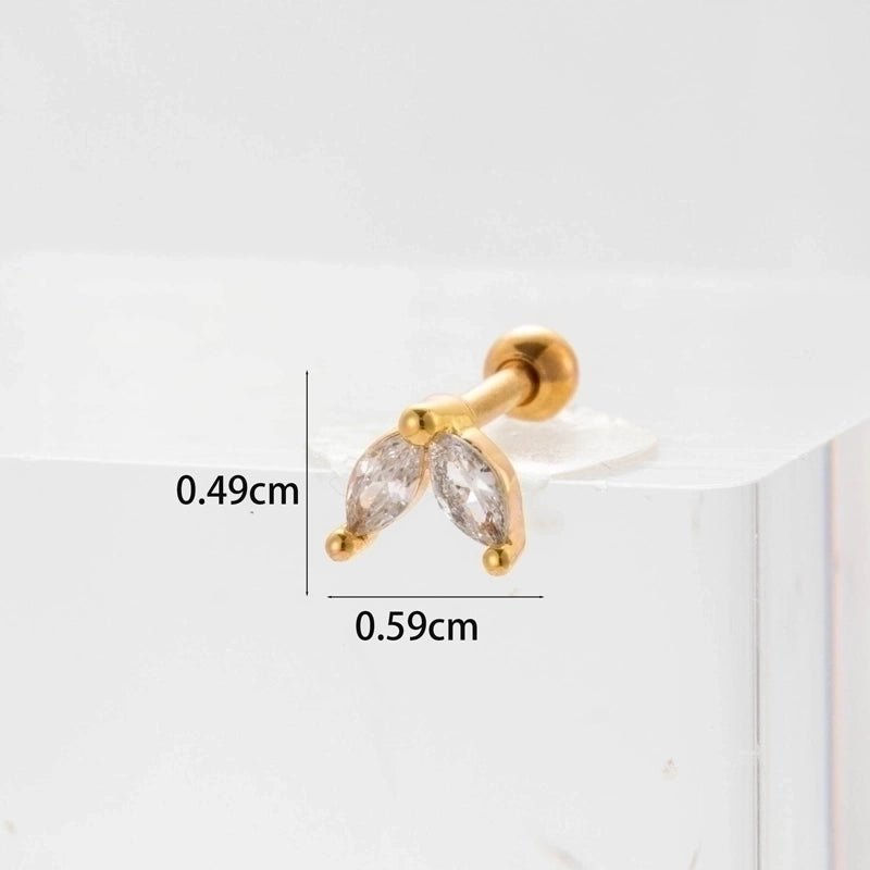 Ear Cartilage Rings & Studs Flower 316L Stainless Steel Copper Inlaid Zircon