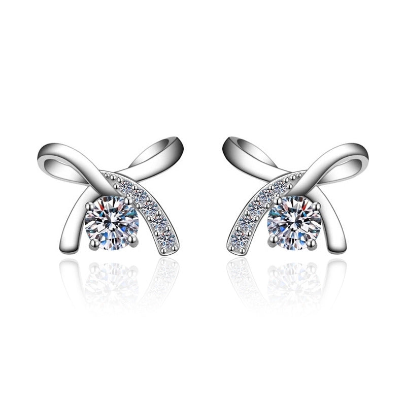 1 Pair Casual Minimalist Geometric Heart Shape Inlay Copper Zircon White Gold Plated Ear Studs