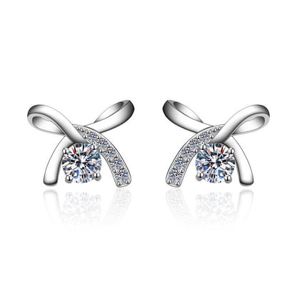 1 Pair Casual Minimalist Geometric Heart Shape Inlay Copper Zircon White Gold Plated Ear Studs