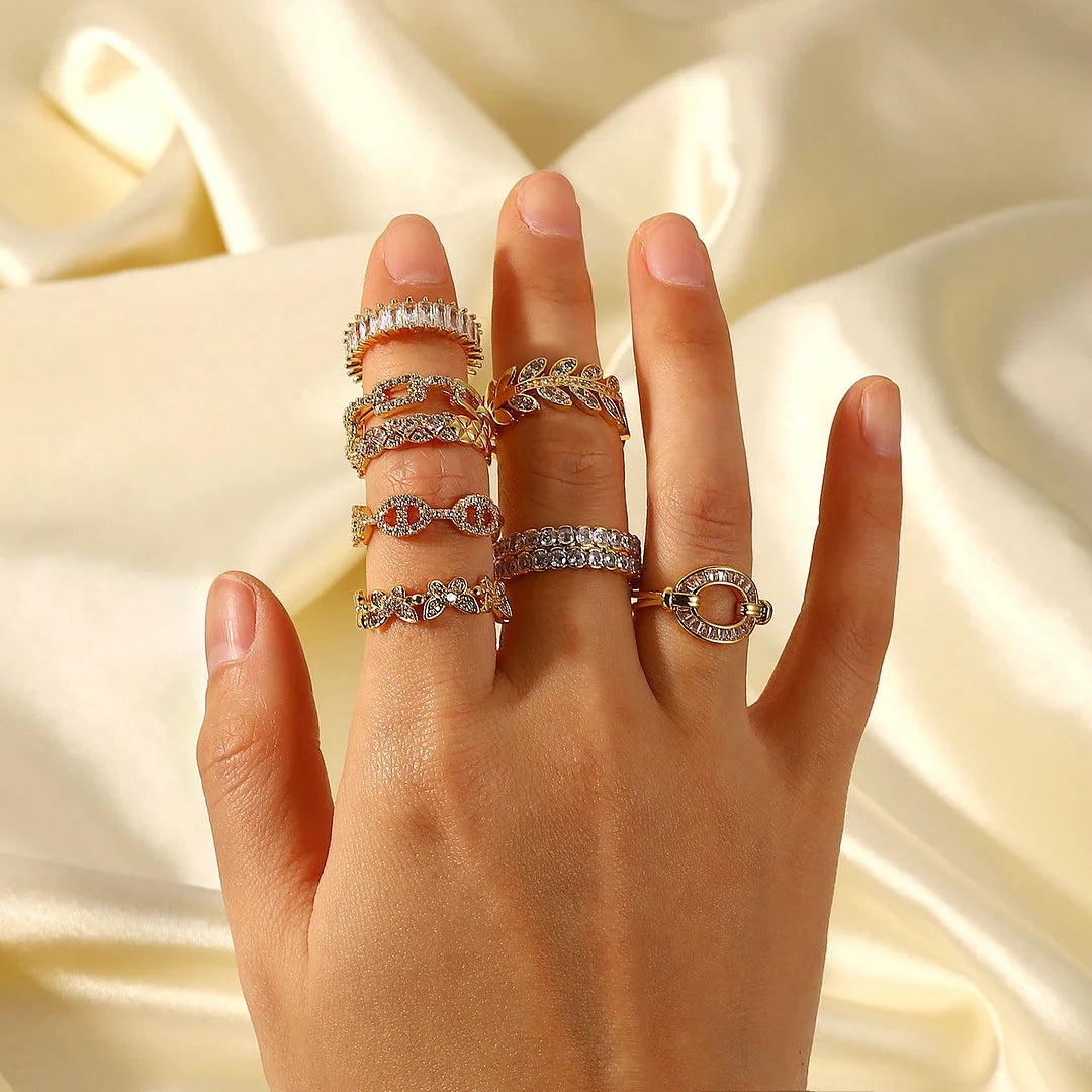 Women IG Style Round Copper 18K Gold Plated Rings