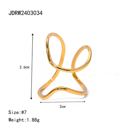 Minimalist Geometric 304 Stainless Steel 18K Gold Plated Rings