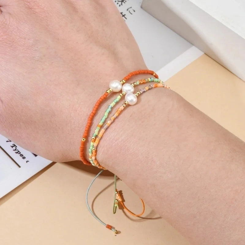 Bohemian Colorful Freshwater Pearl Seed Bead Bracelets