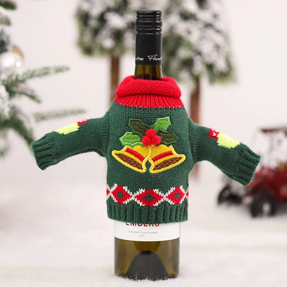 Cross-Border New Arrival Christmas Decoration Knitted Clothes Wine Cover Red Wine Bottle Bag Restaurant Festival Layout Supplies