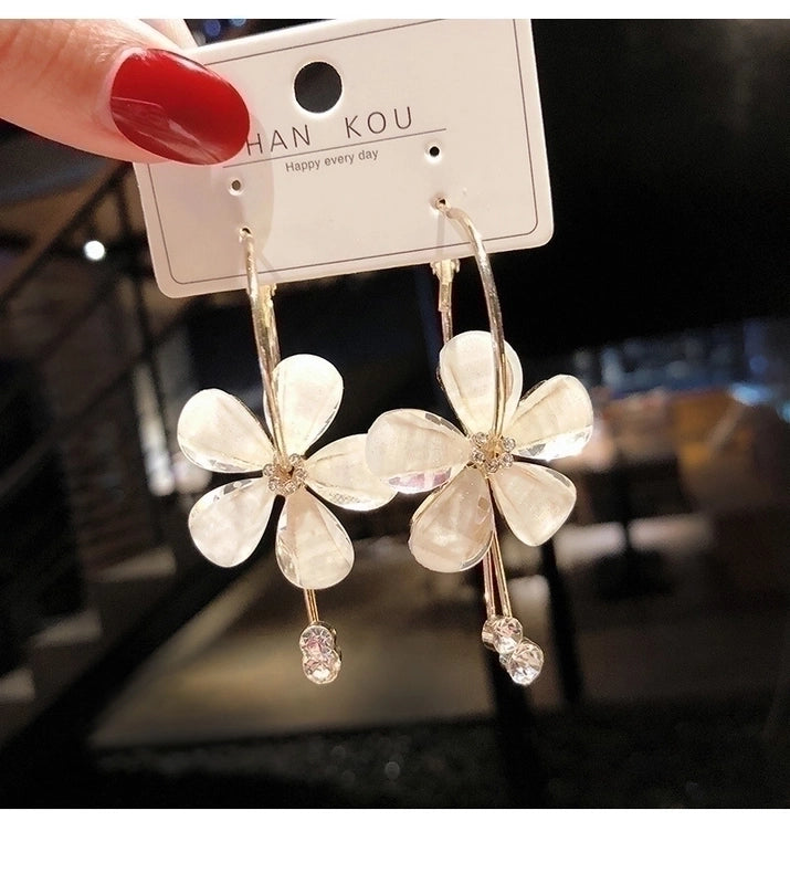 1 Pair Fashion Flower Butterfly Bow Knot Inlay Alloy Artificial Pearls Rhinestones Shell Earrings