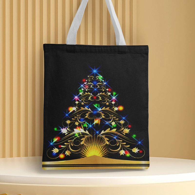 Christmas Unisex Polyester Christmas House Christmas Tree Santa Claus Cute Square Open Handbag