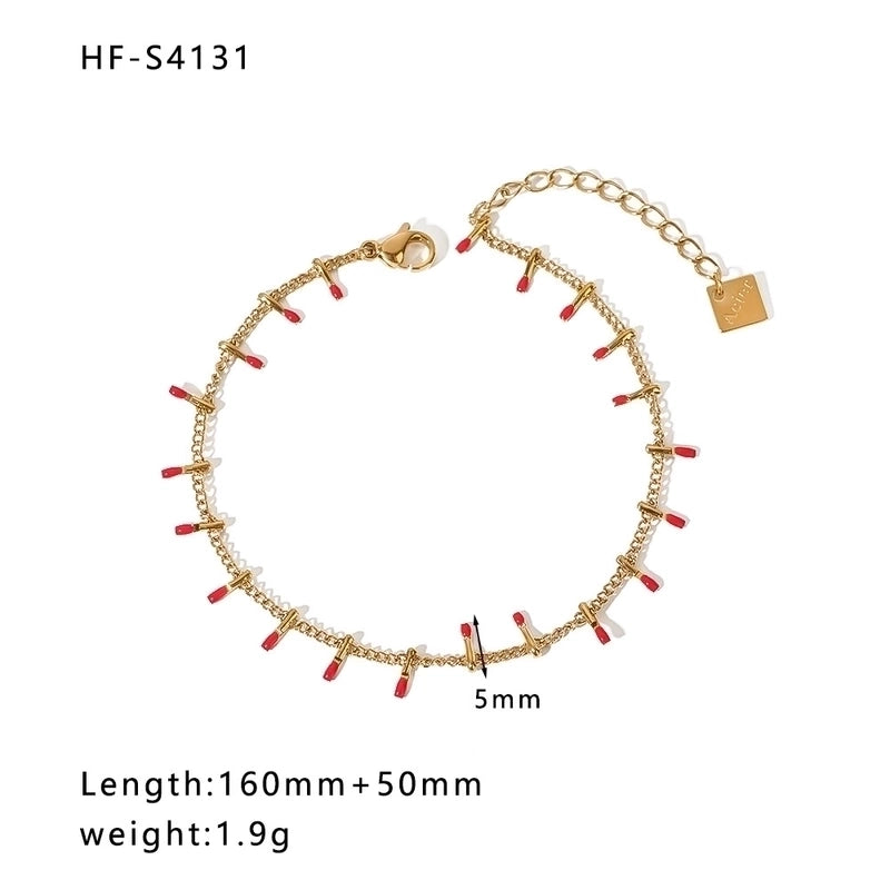 Minimalist Heart Shape Stainless Steel 18K Gold Plated Artificial Rhinestones Rhinestones Shell Bracelets In Bulk