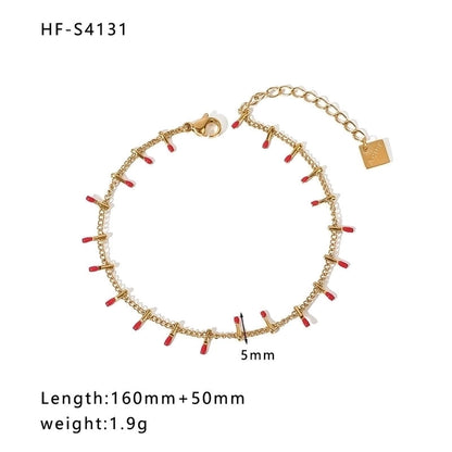 Minimalist Heart Shape Stainless Steel 18K Gold Plated Artificial Rhinestones Rhinestones Shell Bracelets In Bulk