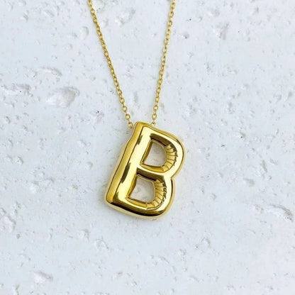 Fashion Balloon Letter Necklace Titanium Steel 26 English Letter Necklace 3D Three-Dimensional Gold Plating Non-Fading