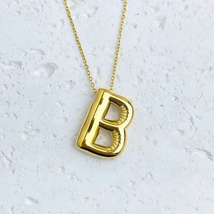 Fashion Balloon Letter Necklace Titanium Steel 26 English Letter Necklace 3D Three-Dimensional Gold Plating Non-Fading