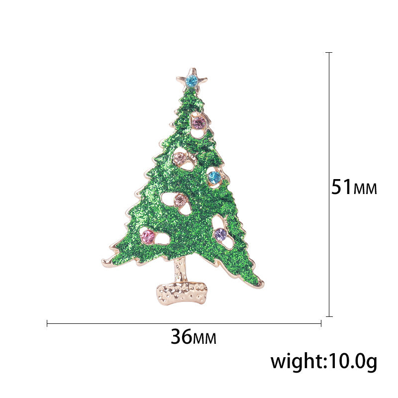 Fashion Pin Christmas Tree Alloy Inlay Rhinestones Women'S Brooches