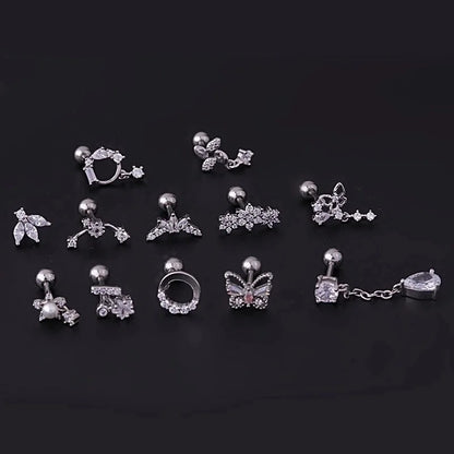 Ear Cartilage Rings & Studs Fashion Flower 316L Stainless Steel Copper Plating