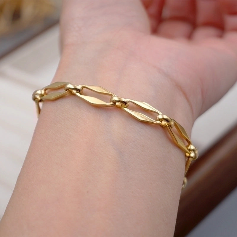 Minimalist Streetwear Solid Color 304 Stainless Steel Titanium Steel Gold Plated Bracelets In Bulk