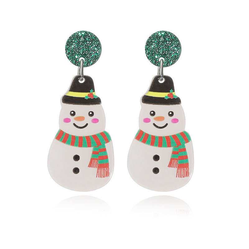 Christmas Earrings Christmas Old Man Bell Snowman Earrings Studs