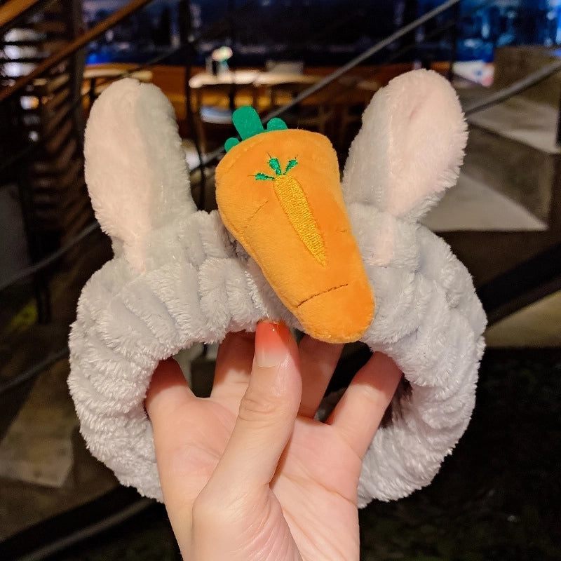 Cat Ears Hair Band Hair Band Korean Plush Internet Celebrity Rabbit Ear Hair Accessories Bow Face Wash Hair Band