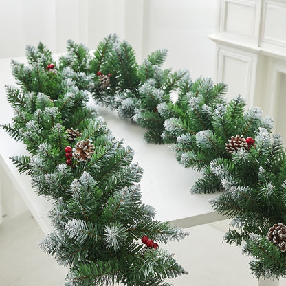 Christmas Pe Encrypted White Flocked Ribbon Decoration Christmas Vine Hotel Mall Window Storefront Scene Arrangement Hanging