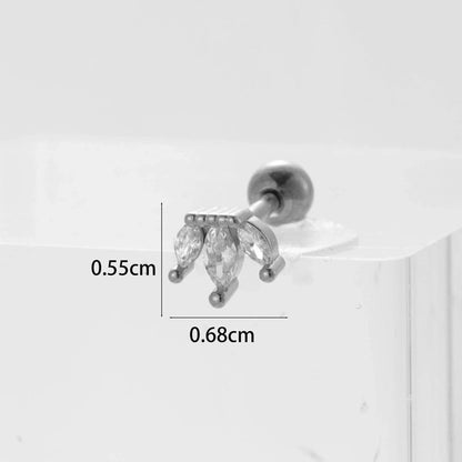 Ear Cartilage Rings & Studs Flower 316L Stainless Steel Copper Inlaid Zircon