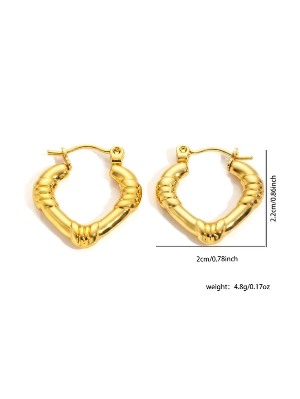 1 Pair Minimalist Heart Shape Titanium Steel Hoop Earrings