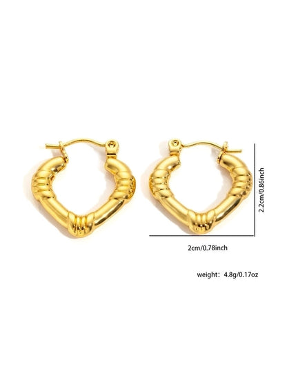 1 Pair Minimalist Heart Shape Titanium Steel Hoop Earrings