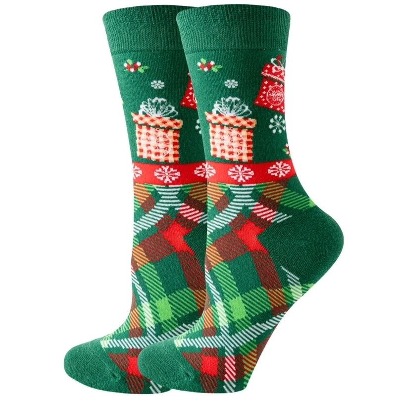 Christmas Cute Unisex Santa Claus Christmas Socks Snowflake Cotton Crew Socks 20 Pairs Per Pack