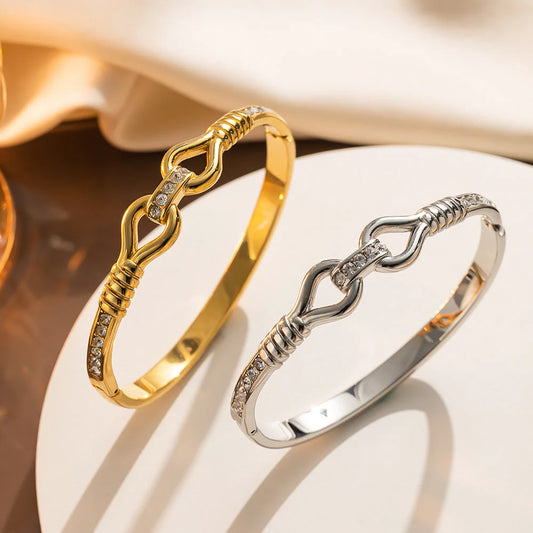 Ellipse Stainless Steel 18K Gold Plated Bangles