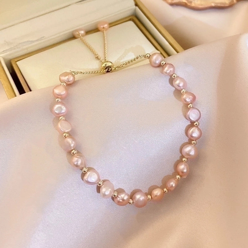 Elegant Round Rhinestones Imitation Pearl Alloy Freshwater Pearl Bracelets
