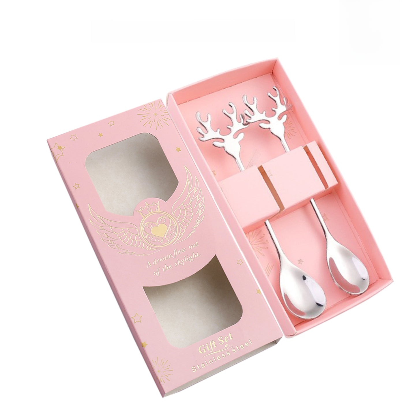 J304 Stainless Steel Elk Spoon And Fork Set Christmas Spoon And Fork Set Coffee Stirring Spoon Dessert Christmas Spoon