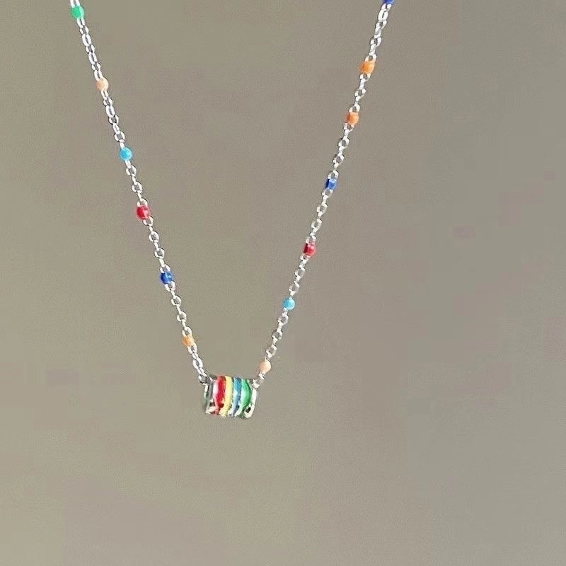 Lady Sweet Heart Shape Flower Fish Tail Imitation Pearl Alloy Inlay Rhinestones Women\'s Necklace