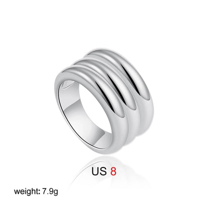 IG Style Elegant Geometric Copper Mixed Metal Rings