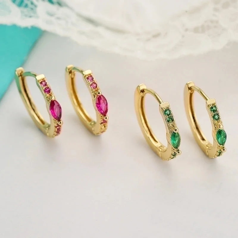 1 Pair Minimalist Artistic Round Copper Plating Inlay Zircon 18k Gold Plated Hoop Earrings