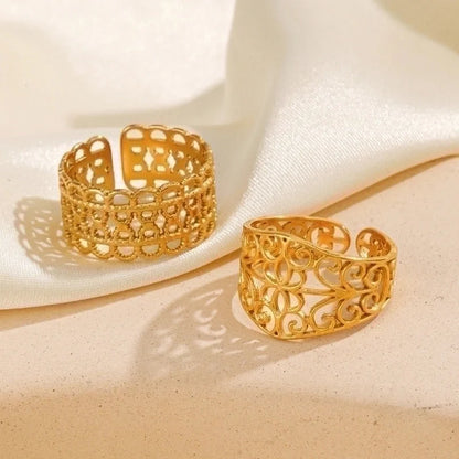 304 Stainless Steel 18K Gold Plated IG Style Plating Geometric Open Rings