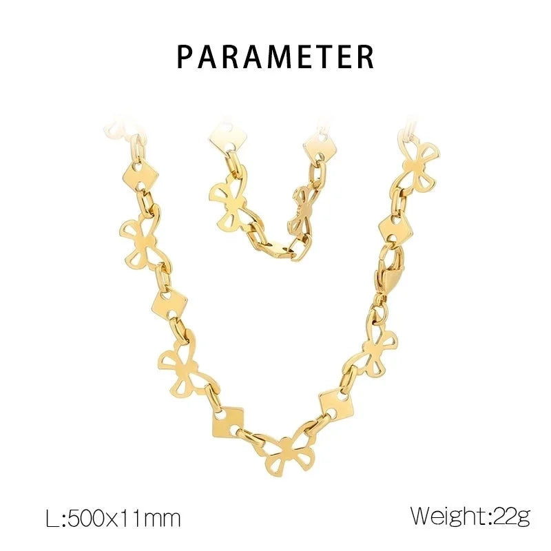 Minimalist Butterfly 304 Stainless Steel 18K Gold Plated Bracelets Necklace