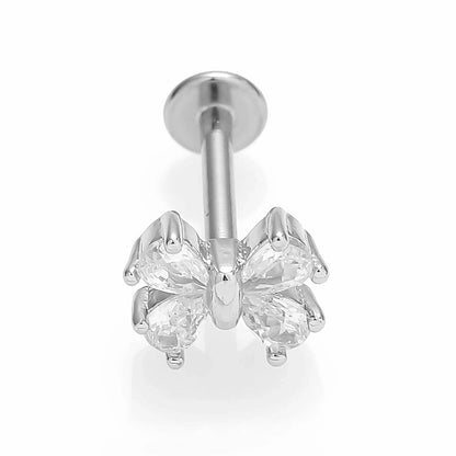 1 Piece Lip Rings Minimalist Commute Leaves Heart Shape Flower 316L Stainless Steel Inlay Zircon 18K Gold Plated Ear Cartilage Rings & Studs