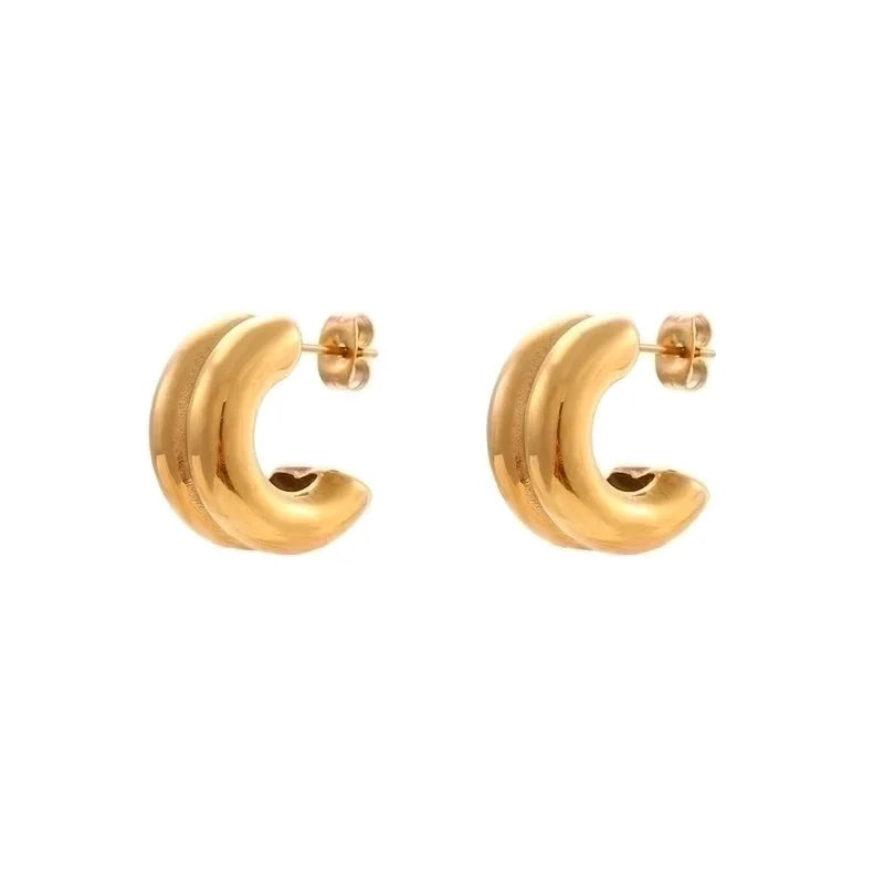 1 Pair Fashion C Shape Plating 304 Stainless Steel 18K Gold Plated Hoop Earrings
