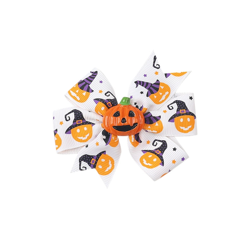 Halloween Funny Halloween Pattern Rib Ribbon Party Hairpin