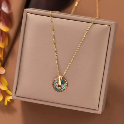 304 Stainless Steel 18K Gold Plated Retro Plating Flower Earrings Necklace