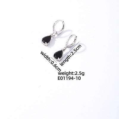 1 Pair Casual Vintage Style Minimalist Water Droplets Plating Inlay Stainless Steel Zircon White Gold Plated Gold Plated Drop Earrings