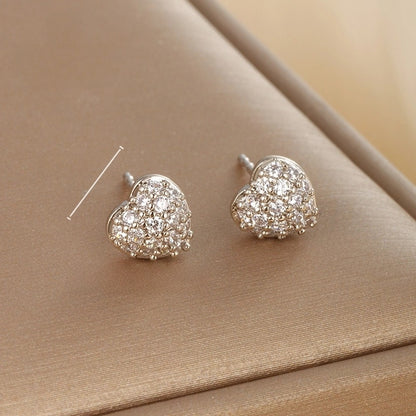 1 Pair XUPING Sweet Minimalist Heart Shape Plating Alloy Copper Artificial Gemstones 18K Gold Plated Ear Studs