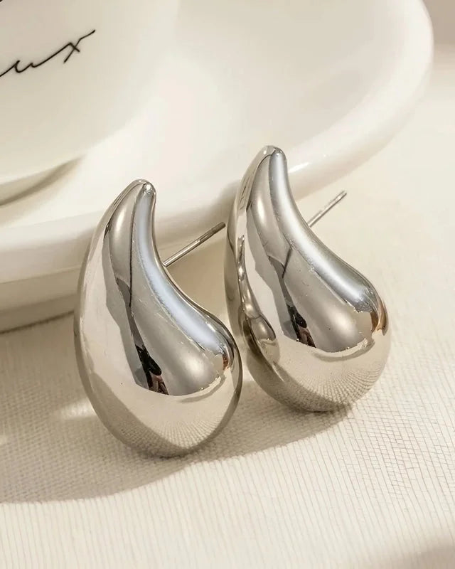 1 Pair Minimalist Water Droplets Plating 304 Stainless Steel 18K Gold Plated Stainless Steel Earrings