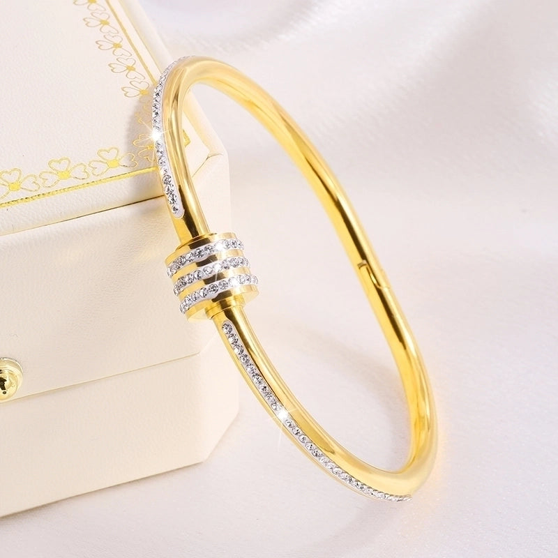 Elegant Minimalist Classic Style Solid Color 304 Stainless Steel Bangle In Bulk