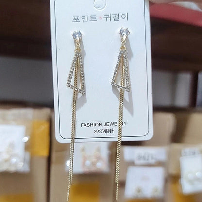 2 Pieces Elegant Star Tassel Heart Shape Inlay Alloy Artificial Pearls Rhinestones Glass Earrings