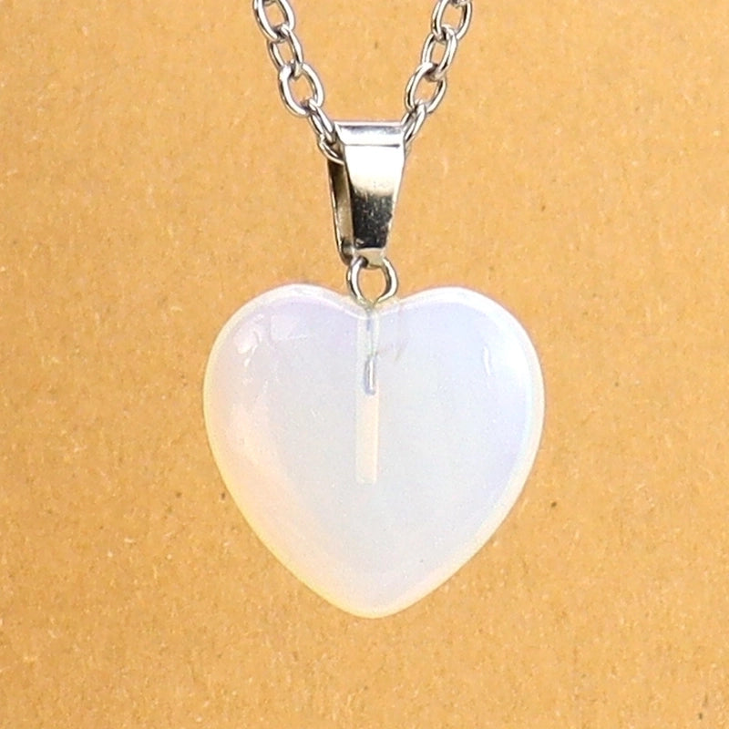 Minimalist Heart Shape Natural Stone Ferroalloy Knitting Pendant Necklace