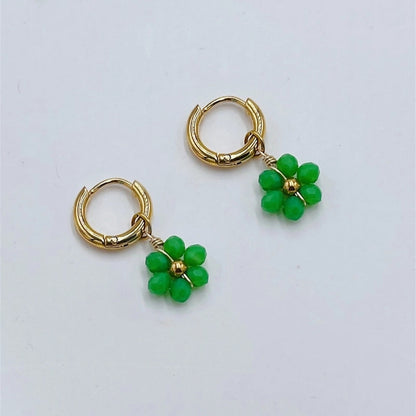 1 Pair Pastoral Flower Inlay 304 Stainless Steel Plastic Stainless Steel Earrings
